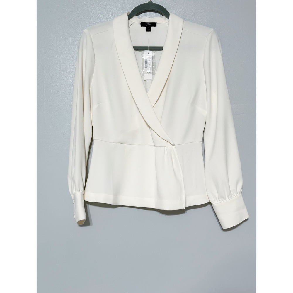 J.Crew Shawl Collar Crepe Faux-Wrap Peplum Top New Size 6